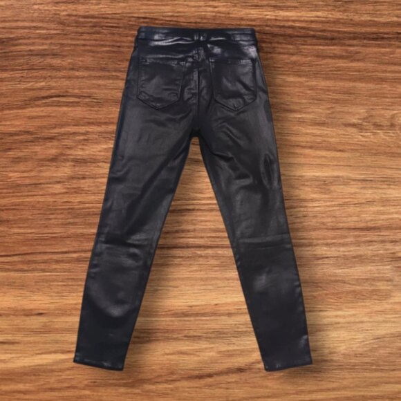 L’Agence Marguerite Skinny Pants Size 28"W X 26" Inseam Black Coated High Waist - Picture 2 of 8